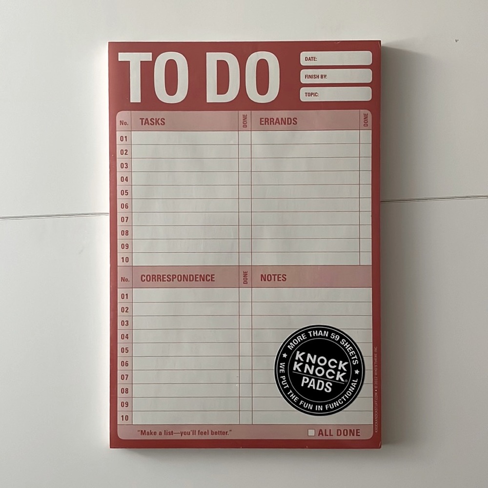 🛍3 for $25🛍 Brand New Knock Knock To Do Pad